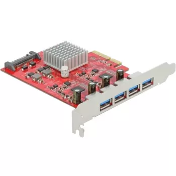 Delock κάρτα PCI Express x4 σε 4 x εξωτερικές SuperSpeed USB 10 Gbps (USB 3.2 Gen 2) υποδοχή USB Type-A - προσαρμογέας USB - PCIe 3.0 x4 - USB 3.2 Gen 2 x 4 (90481)