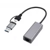 Gembird A-USB3AC-LAN-01 προσαρμογέας δικτύου Gigabit USB 3.1 + Type-C, 1x RJ-45, 10/100/1000 Mbps, μεταλλικό περίβλημα, space grey