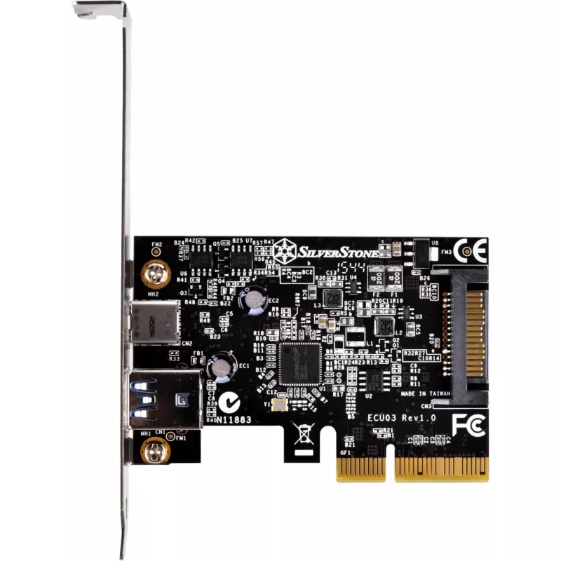 SilverStone ECU03 - Αντάπτορας USB - PCIe 2,0 x2 Low Profile - USB-C 3,1 x 1 + USB-C x 1 (SST-ECU03)