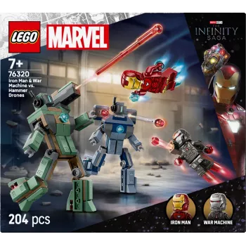Παιχνίδι κατασκευής LEGO Marvel Super Heroes Iron Man War Machine σετ 76320, 204 τεμάχια, 2 μίνι φιγούρες, ύψος 100 mm
