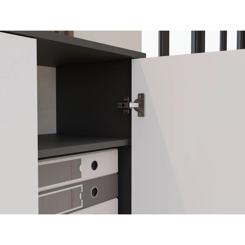 OLIV 2D CLOSED SHELVING UNIT, ανθρακί/λευκό SET