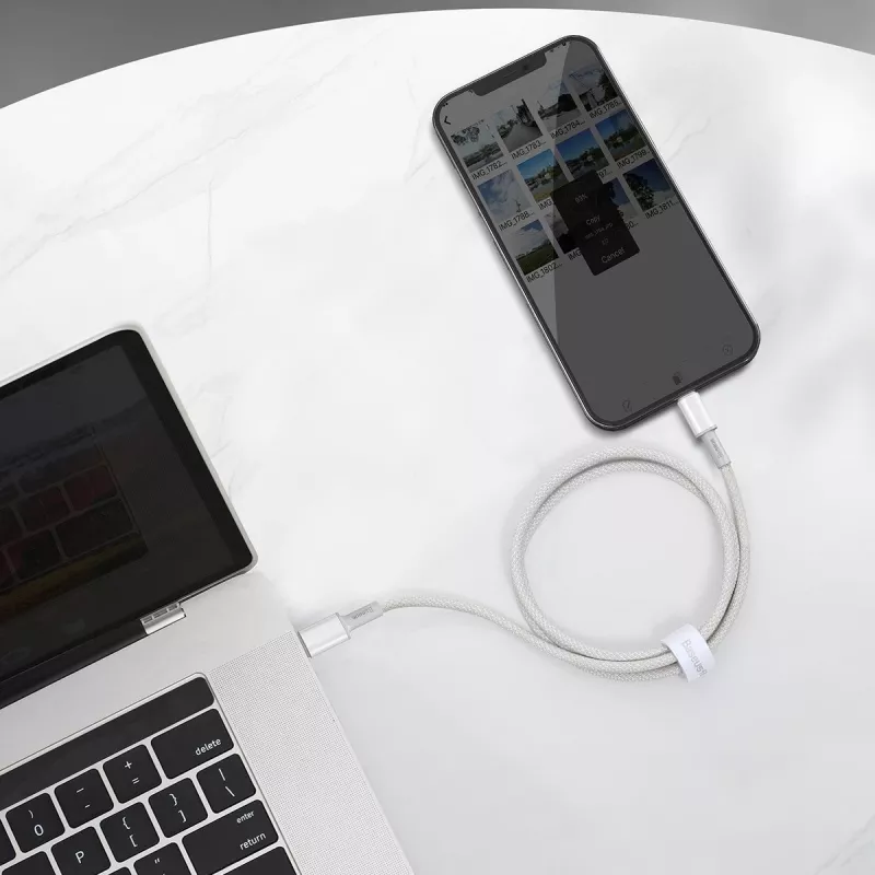 USB-C σε Lightning Baseus High Density πλεκτό καλώδιο, 20W, PD, 2m (λευκό)