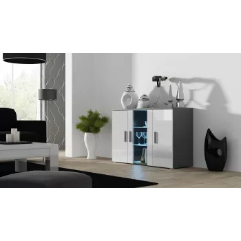 Cama Sideboard 120 cm SOHO S7 γκρι/λευκό γυαλιστερό
