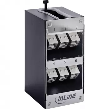 InLine 76203O Keystone Patchpanel, 6-Port Cat.6A, Τοποθέτηση σε τοίχο/ράγα DIN