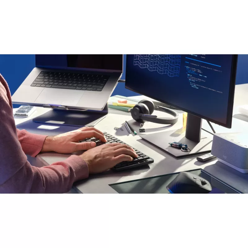 Logitech MX Mechanical Mini 920-010782 ασύρματο φωτιζόμενο πληκτρολόγιο, διακόπτες με κλικ, RF ασύρματο + Bluetooth LE, US International QWERTY, γραφίτης