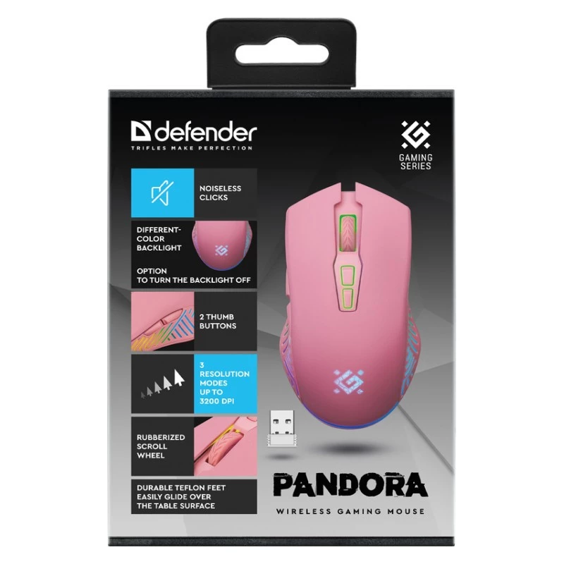 Ασύρματο Gaming Ποντίκι DEFENDER P ANDORA PINK Διασύνδεση