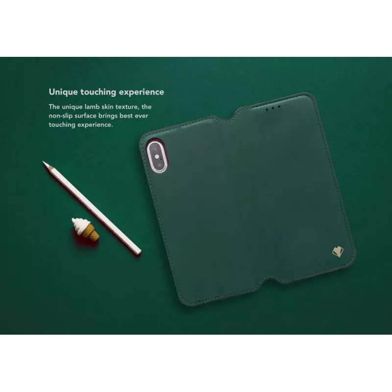 Προστατευτική θήκη VixFox για iPhone XSMAX – forest green, θήκη folio με θήκη καρτών