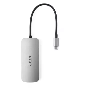 Dongle 7-in-1 USB-C Acer — USB 3.2 Gen 1 Type-C, 3x USB-A, HDMI, SD/MicroSD, 100W PD, Ασημί
