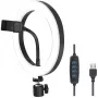 LogiLink AA0151 Δακτυλιοειδές φως LED για smartphones, Ø 200 mm, 3 λειτουργίες χρώματος, dimmable, σπείρωμα τριπόδου 1/4 ίντσας, με βάση smartphone, USB, καλώδιο 1,8 m, μαύρο