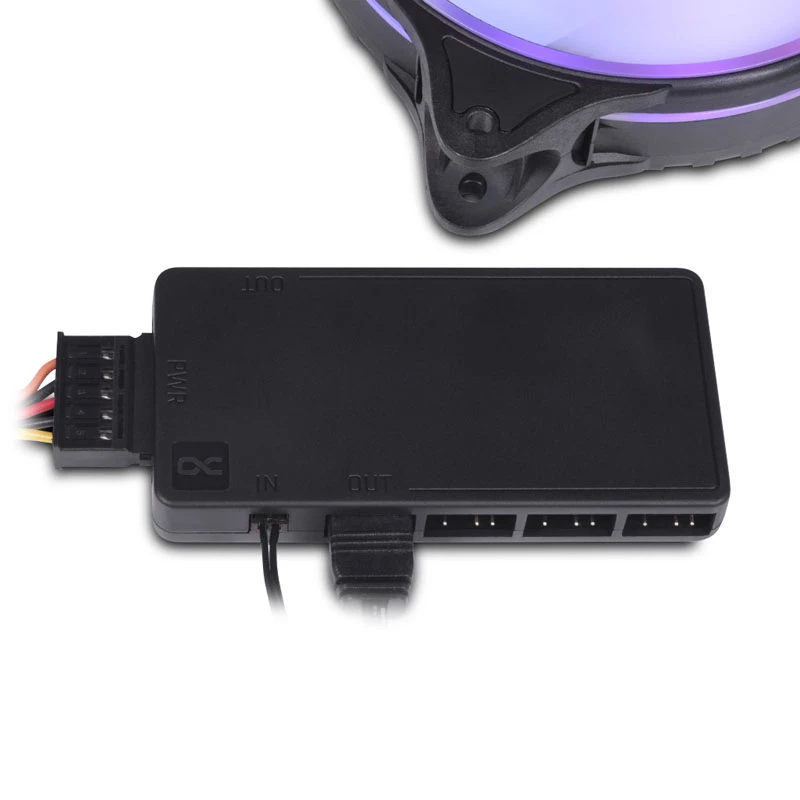 Alphacool Core 25669 διανομέας DRGB 11x 3 ακίδων με υποδοχή τροφοδοσίας SATA, μαύρος