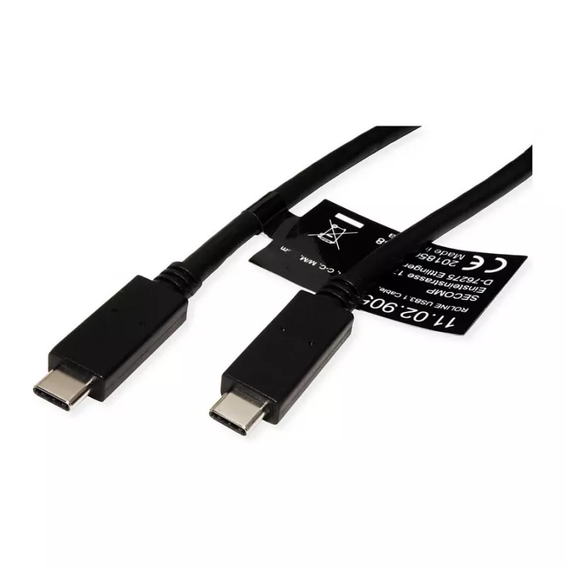 Καλώδιο USB ROLINE 11.02.9057 USB 3.2 Gen 2 1m USB C μαύρο