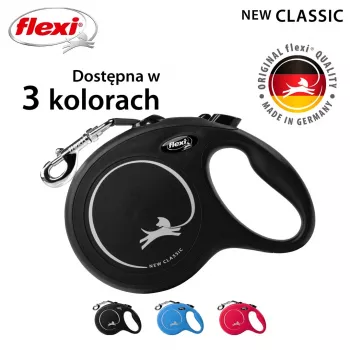 Flexi New Classic L αυτόματο λουρί σκύλου, ιμάντας, 5 m, έως 50 kg, μαύρο