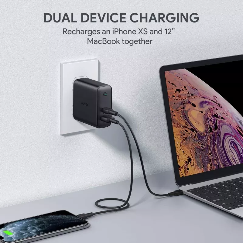 Φορτιστής τοίχου PA-D3 2xUSB Power Delivery (1xUSB+1xUSB C) 5,4A 60W Dynamic Detect