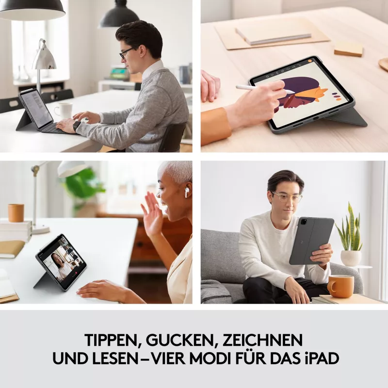 Θήκη με πληκτρολόγιο Combo Touch US iPad Pro 11 1,2,3 Gen γκρι