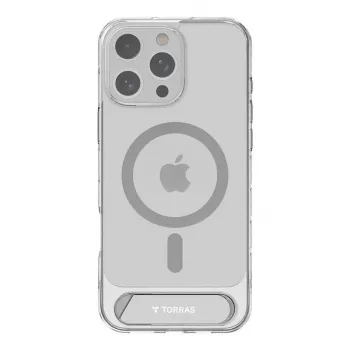 Διάφανη προστατευτική θήκη Torras Pstand Series για iPhone 16 Pro Max — διάφανη, ενσωματωμένη βάση
