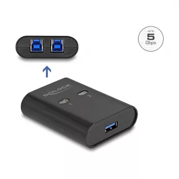 DeLOCK διακόπτης USB 2 PC σε 1 συσκευή 5 Gbps μαύρο