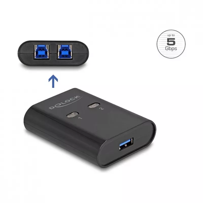 DeLOCK διακόπτης USB 2 PC σε 1 συσκευή 5 Gbps μαύρο