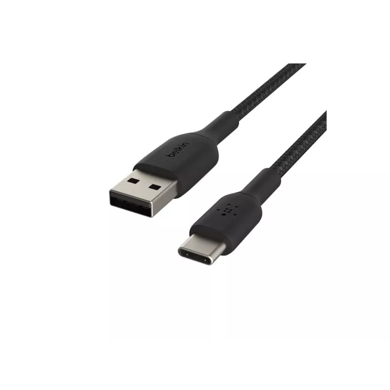 Καλώδιο πλεκτό USB-C USB-A 2m μαύρο