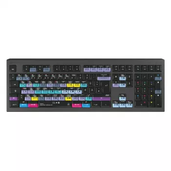 Logickeyboard ASTRA 2 πληκτρολόγιο DaVinci Resolve για Mac, πλήρους μεγέθους, ενσύρματο USB, μηχανισμός ψαλιδιού, QWERTZ γερμανικό, μαύρο