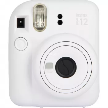 Άμεση φωτογραφική μηχανή Fujifilm Instax Mini 12 Λευκό — Εκτυπώσεις 86×54 mm, εστιακή απόσταση 60 mm, μπαταρία AA