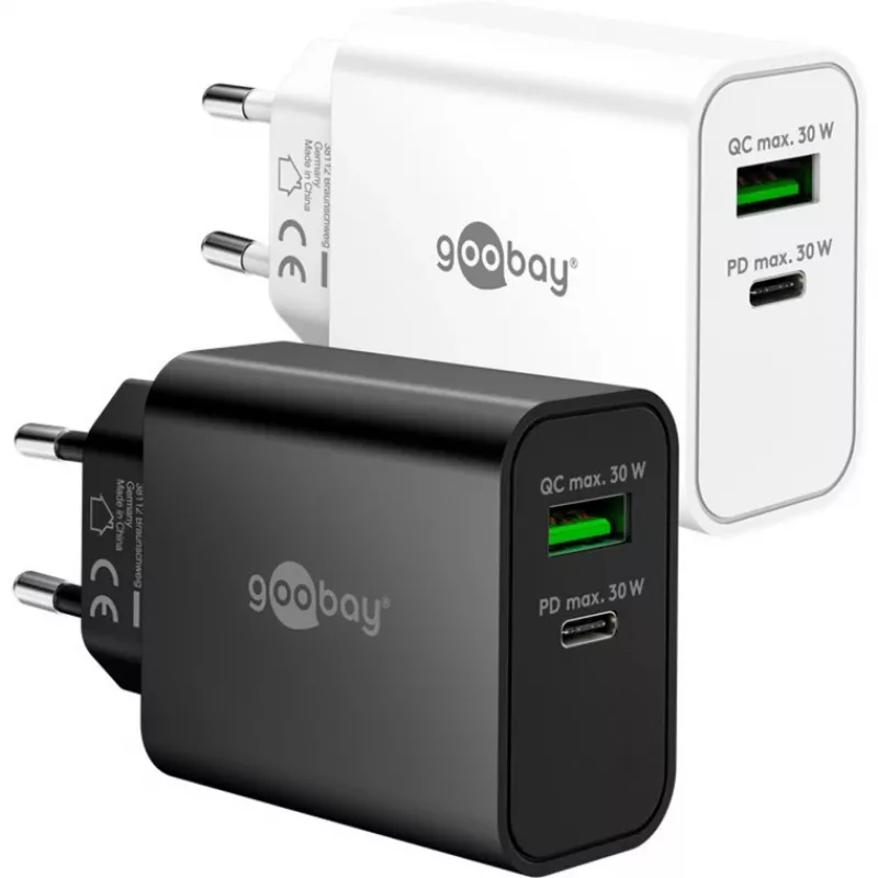 Goobay USB-C PD GaN Dual-γρήγορος φορτιστής 30 W μαύρο (75335)