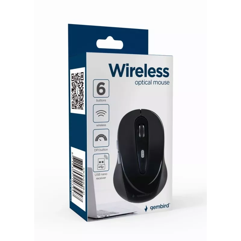 Gembird MUSW-6B-01 Ποντίκι Γραφείου Δεξιόχειρας RF Ασύρματο Οπτικό 1600 DPI