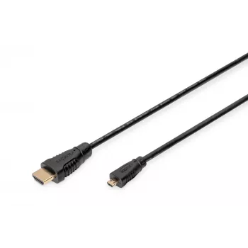 Digitus ASSMANN - Καλώδιο HDMI με Ethernet - 19 pin micro HDMI Type D αρσενικό σε HDMI αρσενικό - 1 m - Τριπλή μόνωση - Μαύρο (AK-330115-010-S)