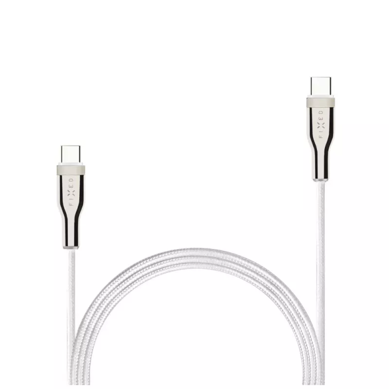 Πλεκτό καλώδιο USB FIXED FIXDB-CC12-WH 100W, λευκό, ανθεκτικό πλέγμα, μεταφορά δεδομένων και ισχύος