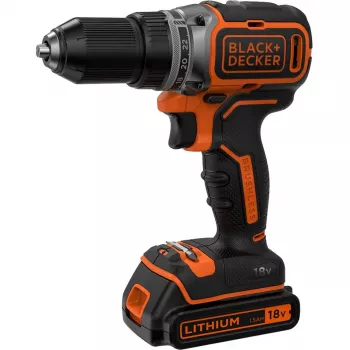 Black & Decker BL186K-QW επαναφορτιζόμενο δραπανοκατσάβιδο, 18 V, μπαταρία ιόντων λιθίου 1,5 Ah, 2 ταχυτήτων, 1650 RPM, 52 Nm, με βαλίτσα, μαύρο/πορτοκαλί