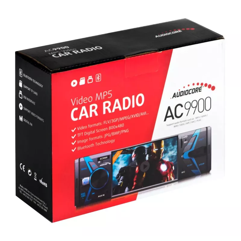 Audiocore AC9900 MP5 AVI DivX Μονάδα Bluetooth ανοιχτής ακρόασης + τηλεχειριστήριο