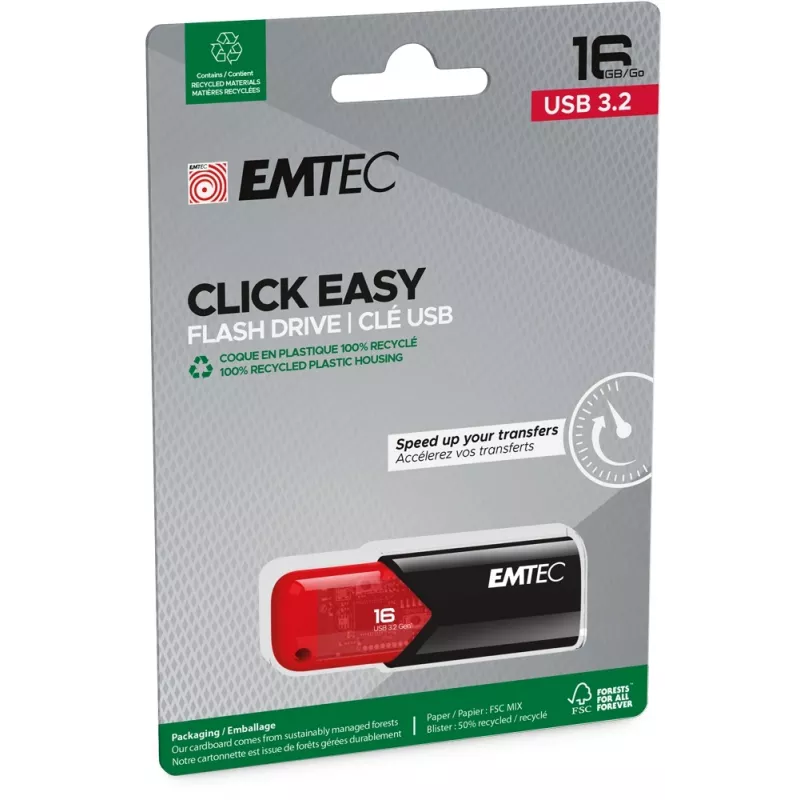 USB flash drive Emtec 16 GB USB Type-A 3.2 Gen 2 Μαύρο Κόκκινο