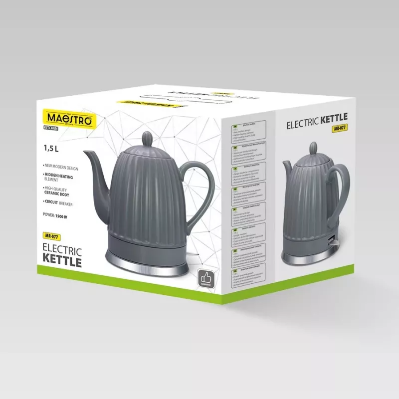 Βραστήρας Maestro MR-077, 1,5 L, 1500 W, κεραμικό περίβλημα, γκρι