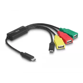 DeLOCK 4-Port USB 2.0 Hub με καλώδιο USB Type-C σε 3 x υποδοχή USB-A + 1 x βύσμα USB-C