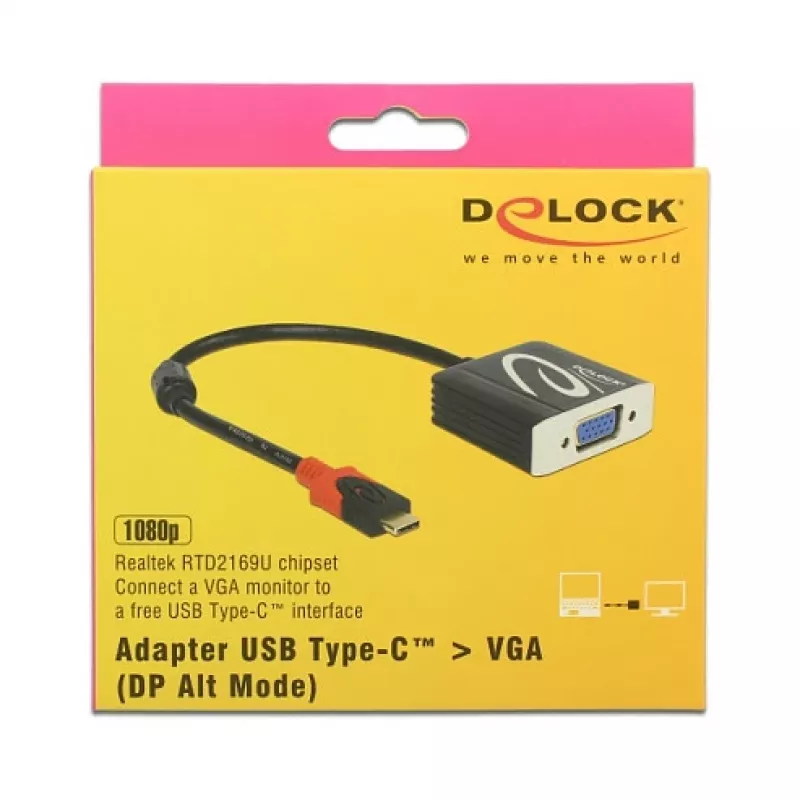 Προσαρμογέας καλωδίου βίντεο DeLOCK 62994 USB Type-C σε VGA 0,2 m μαύρο