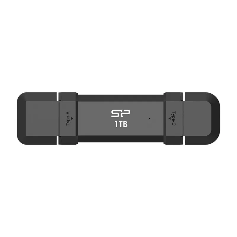 USB Stick Silicon Power DS72 1 TB, USB 3.2 Gen 2 Type-A / Type-C, θήκη αλουμινίου-καουτσούκ, μαύρο