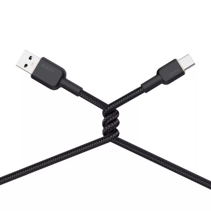 Καλώδιο USB-A σε USB-C Aukey CB-NAC1, 1 m, πλεκτό νάιλον, USB PD 60 W, USB 2.0