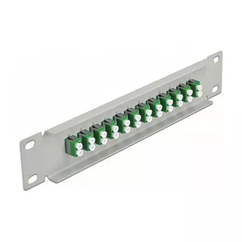 Patchpanel οπτικών ινών DeLOCK 10 ιντσών 12 Port LC Duplex πράσινο 1U γκρι