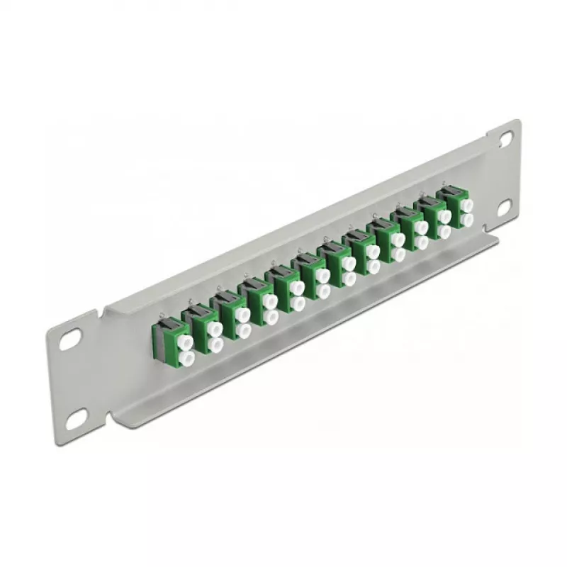 Patchpanel οπτικών ινών DeLOCK 10 ιντσών 12 Port LC Duplex πράσινο 1U γκρι