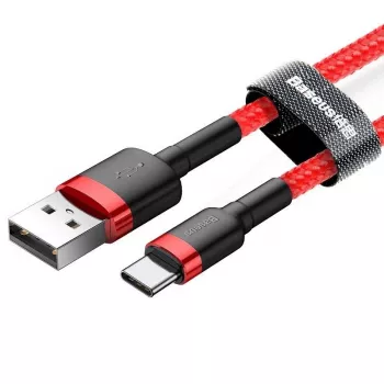 Καλώδιο USB 2.0 A σε USB-C Baseus CATKLF-B09 1m QC3.0 πλεκτό nylon κόκκινο, γρήγορη φόρτιση και συγχρονισμός δεδομένων