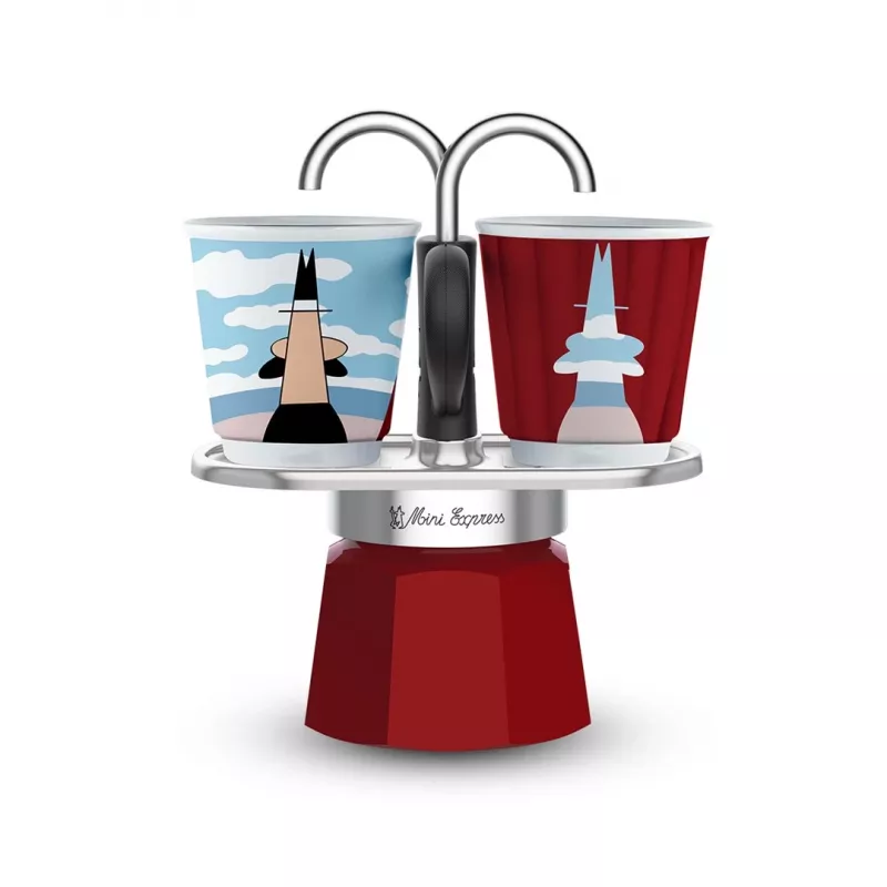 Bialetti Mini Express Magritte καφετιέρα Moka κόκκινο, ασημί