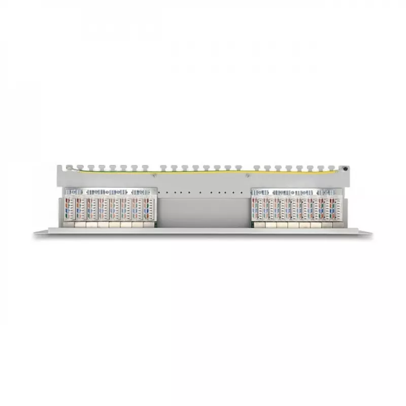 DeLOCK 19 ιντσών patch panel 16 port Cat.6A 1HE γκρι μεταλλικό rack