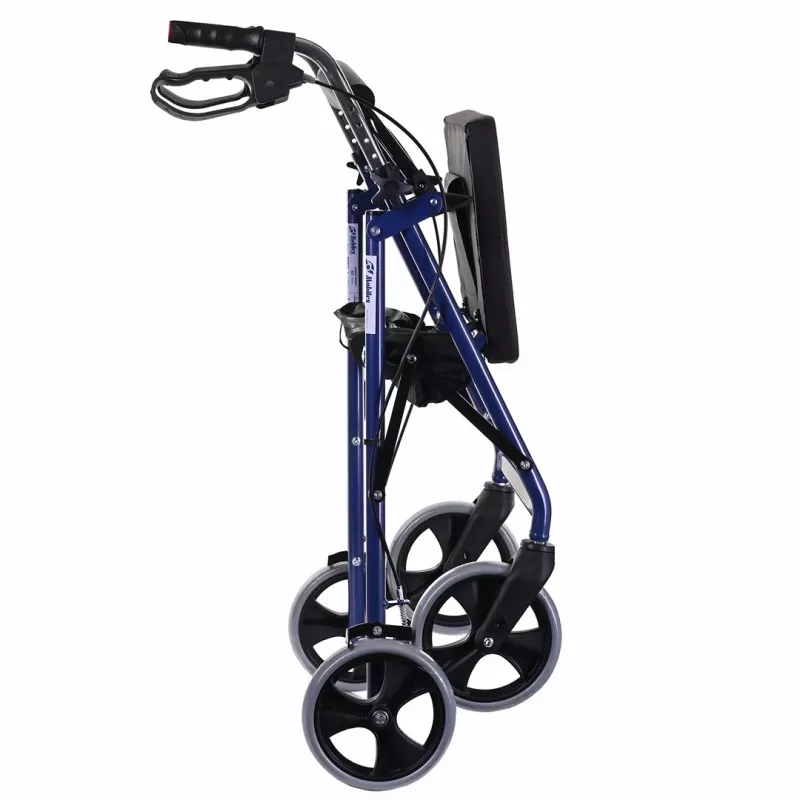 Rollator με τέσσερις τροχούς και κάθισμα, μπλε/μαύρο