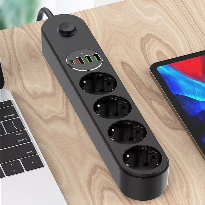 Πολύπριζο ColorWay CW-CHE44PDB — 4 πρίζες AC, 2 θύρες USB