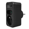 Πολύπριζο MACLEAN MCE249 F/B – 2 πρίζες AC (16A + 6A) με 2×USB-A και 2×USB-C PD 20W, βύσμα EU, μαύρο