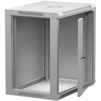 NETRACK 019-120-645-021 Ερμάριο τοίχου/ανάρτησης 19 inch 12U/450 mm Γυάλινη πόρτα γκρι αφαιρούμενα πλαϊνά τοιχώματα