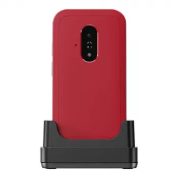 Feature-Phone Doro Leva E22 Αναδιπλούμενο κινητό, 2,8 inch (7,11 cm) Οθόνη, Single SIM, 0,3 MP Κάμερα, 1150 mAh, 127,8 g, Κόκκινο/Λευκό