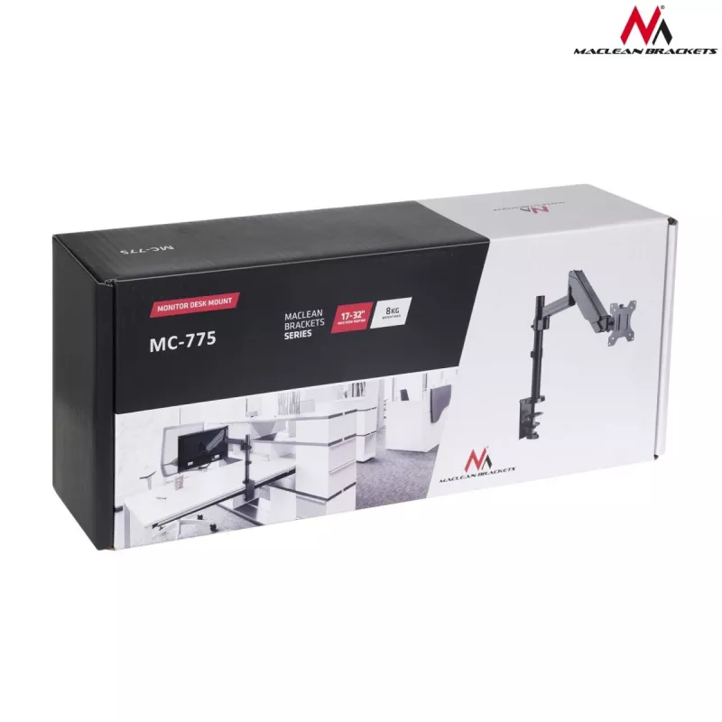 Βάση οθόνης γραφείου MACLEAN MC-775 για οθόνες 32 ιντσών (81,3 cm), VESA 75x75–100x100, έως 8 kg, γκρι