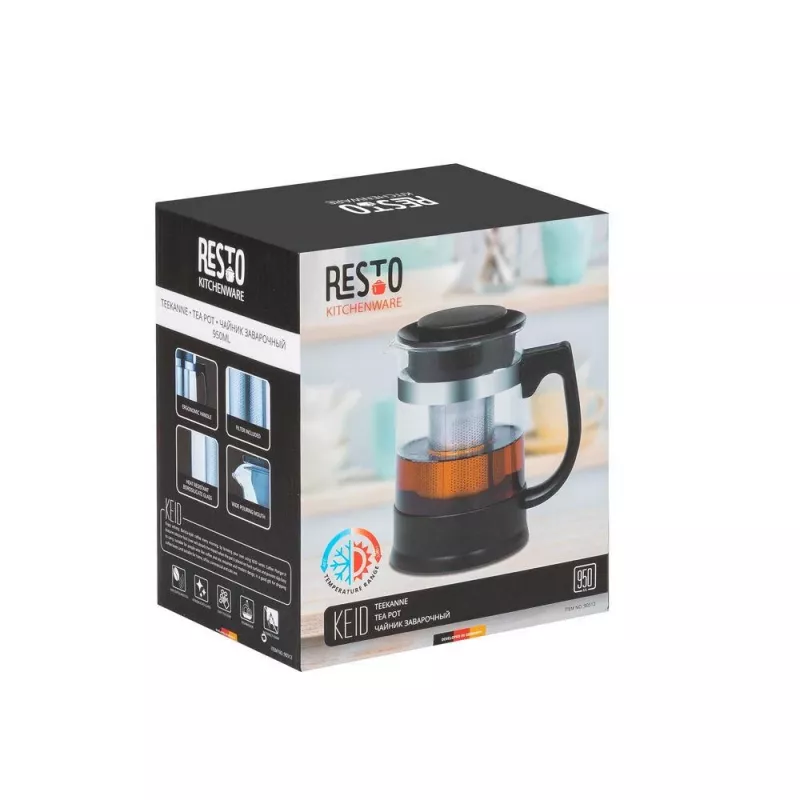 Resto Kitchenware 90512 τσαγιέρα ατομική τσαγιέρα 950 ml Μαύρο, Διαφανές