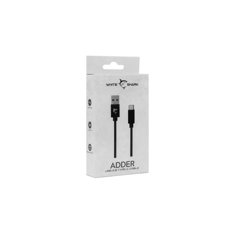 Καλώδιο White Shark Adder USB-A σε USB-C, 2 m, πλεκτό, μαύρο