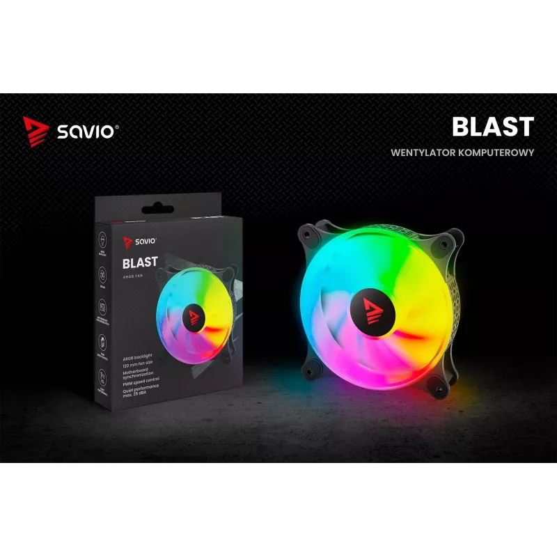 SAVIO Blast 120mm ARGB PWM ανεμιστήρας κουτιού - Μαύρο